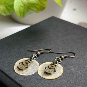 Hamza Brass and Mother of Pearl Earrings
